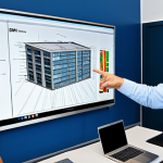 A diverse team of professional civil engineers, including male and female members, in a bright, modern office control room. They are gathered around a large screen displaying a complex 3D BIM (Building Information Modeling) project, with one person pointing thoughtfully at a detail while others observe intently. The scene emphasizes collaboration and technological integration in project planning. All subjects are fully clothed in professional business attire, appropriate content, safe for work, modest clothing, perfect anatomy, correct proportions, natural pose, well-formed hands, proper finger count, natural body proportions, professional photography, high quality, realistic rendering.