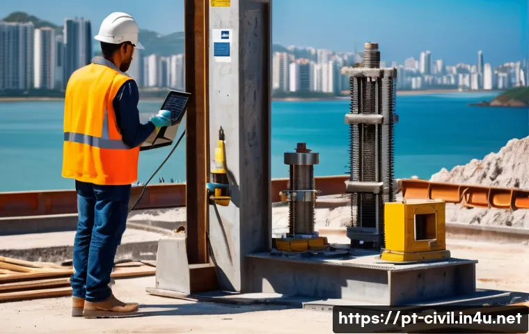토목기사 강의에서 배우는 핵심 내용 - A detailed construction site scene in Brazil showing civil engineers and technicians wearing safety ...